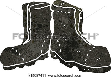 Clipart - retro cartoon old army boots. Fotosearch - Search Clip Art, Illustration Murals