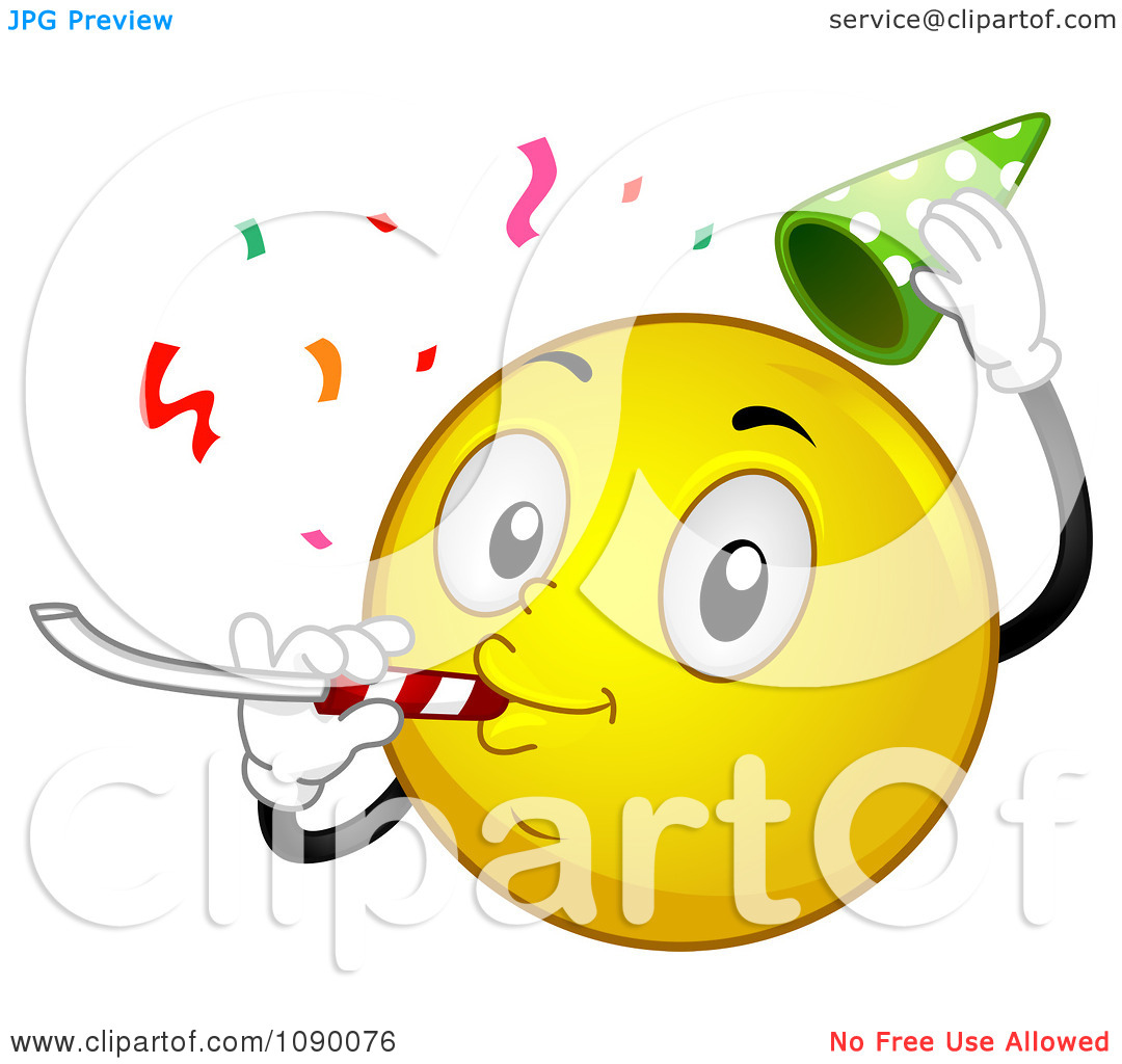 Clipart Smiley Emoticon Celebrating - Royalty Free Vector Illustration by BNP Design Studio