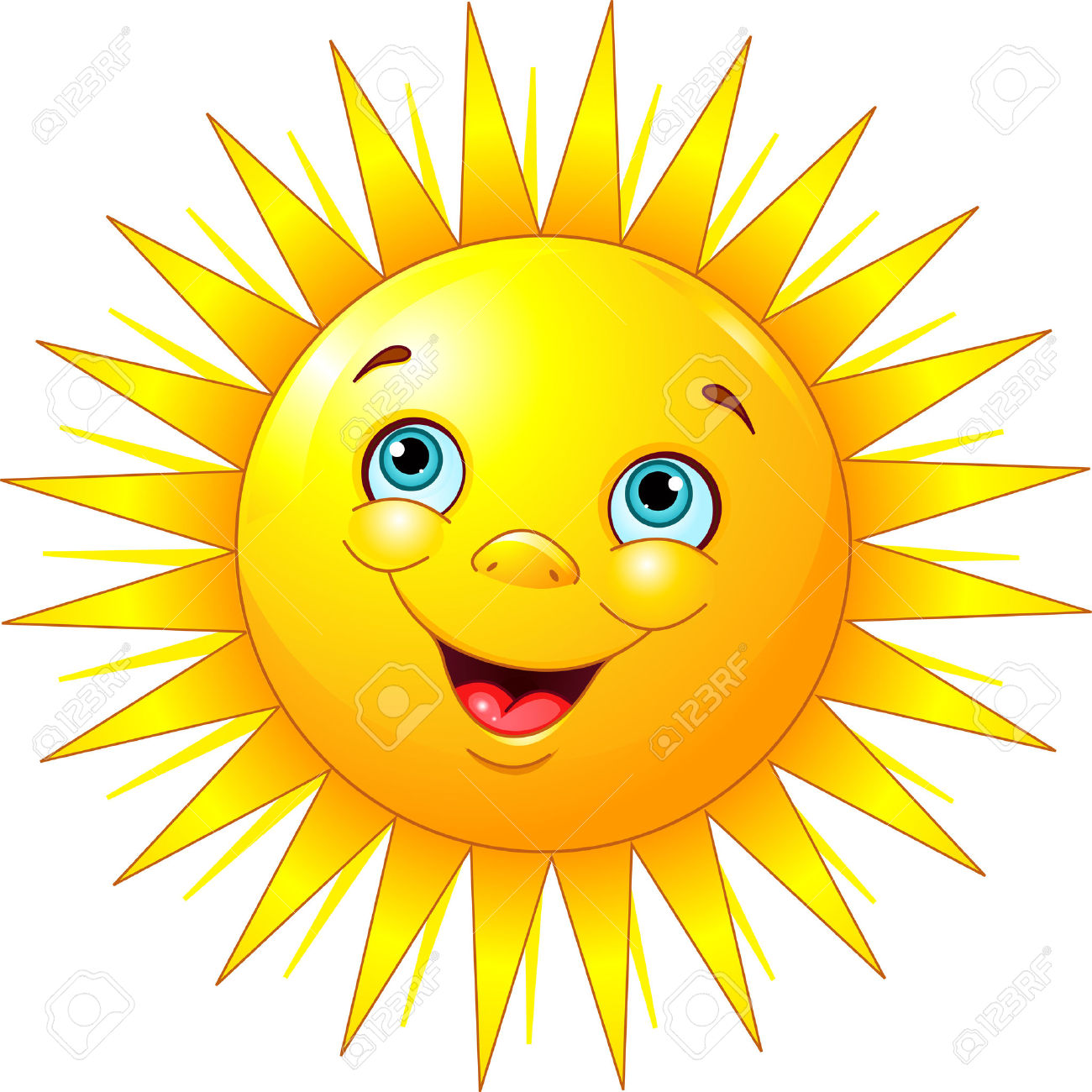 clipart sunshine: Illustration of smiling sun character Illustration