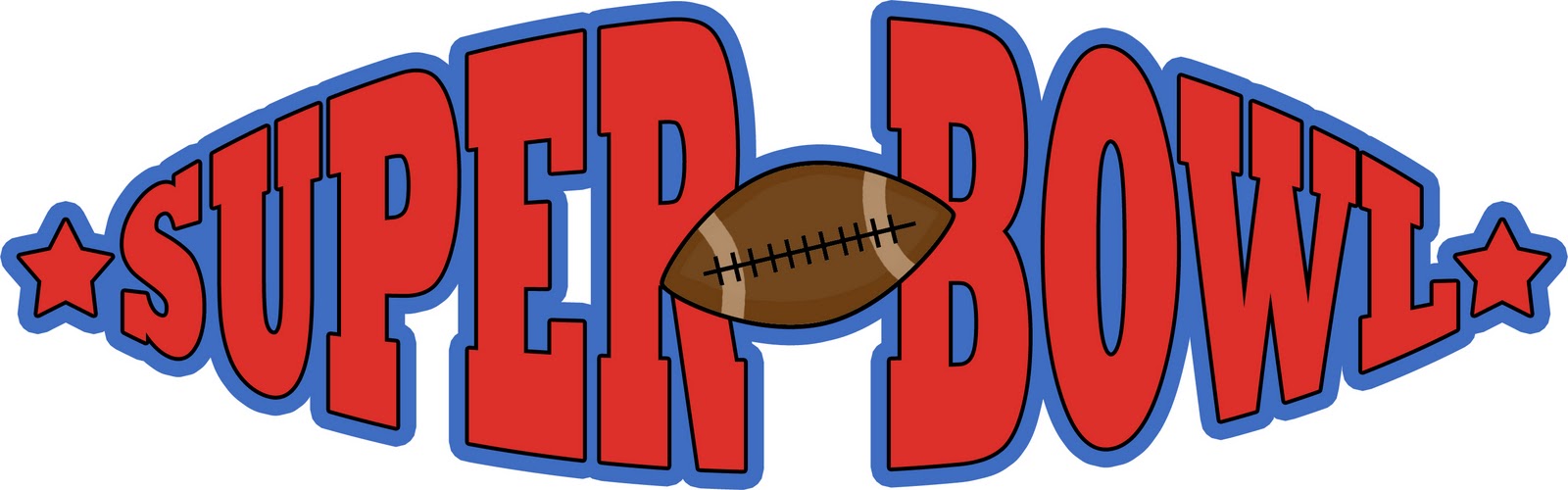 ... Clipart Super Bowl Football Banner: Colorful Banner with a football and stars Bright red text