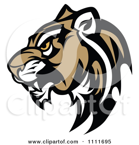 Clipart Tough Cougar Mascot Head In Profile - Royalty Free Vector Illustration by Chromaco