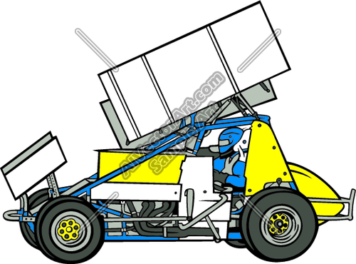 Clipart/Vector Art of: Sprint Car with Driver