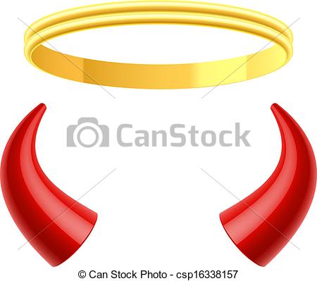 Clipart Vector Of Angels Halo And Devils Horns Illustration