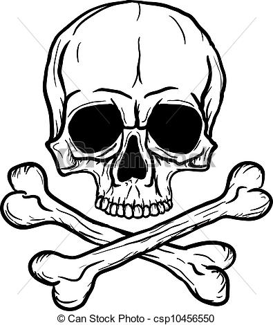 Clipart Vector Of Skull And Crossbones Isolated Over White Background