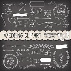 Clipart Wedding Invitation Vintage Clipart Chalkboard Clipart