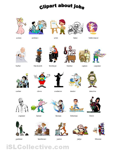 Cliparts Worksheets About Job - Jobs Clipart