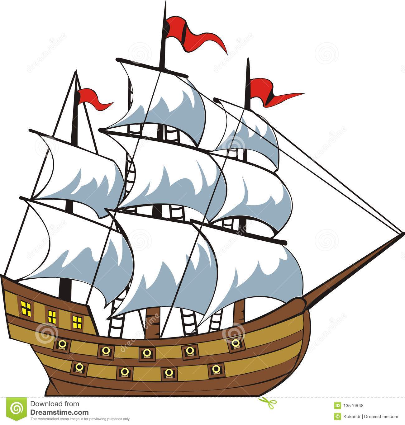 Large Ship With Sails Clipart