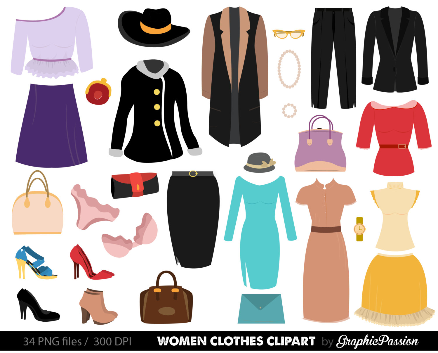 Clothes Clipart. Fashion Clipart Fashion clothes clipart Women clothes clipart shopping clipart clothes digital images INSTANT DOWNLOAD