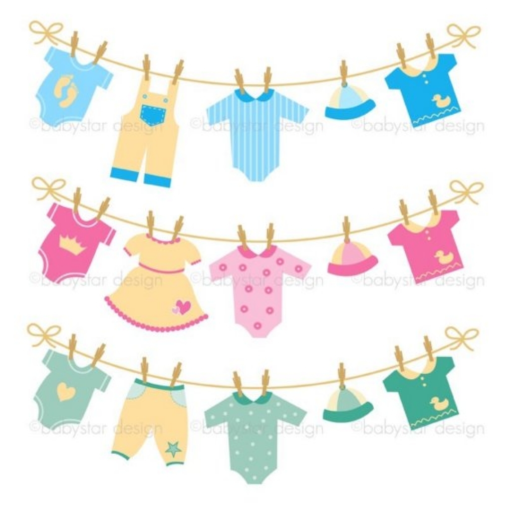 clothes on clothesline clipar - Baby Clothes Clipart