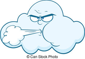 ... Cloud With Face Blowing Wind Cartoon Mascot Character.