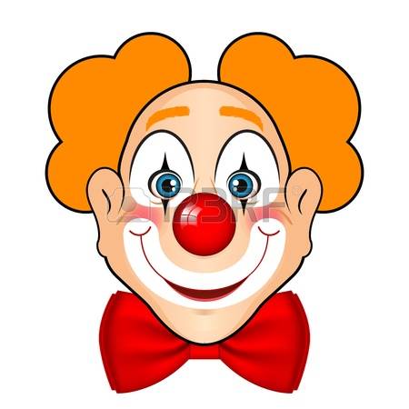 clown face: illustration of smiling clown with red bow Illustration