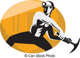 ... Coal Miner With Pick Ax Striking Retro - Illustration of a.