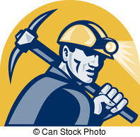 ... Coal Miner With Pick Axe Retro Woodcut - illustration of a.