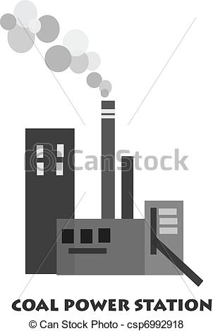 ... Coal power station - Vector - Polution from coal power.