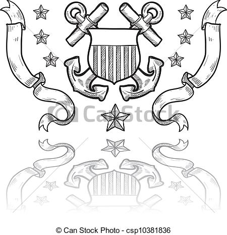 ... Coast Guard military insignia - Doodle style military rank.
