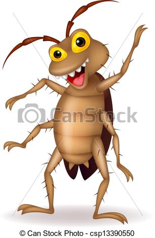 ... Cockroach cartoon waving hand - Vector illustration of.