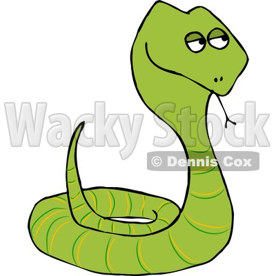 Coiled Up Viper Snake Sticking Tongue Out Clipart Illustration by Dennis Cox