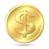 Golden coin · golden coin with dollar sign