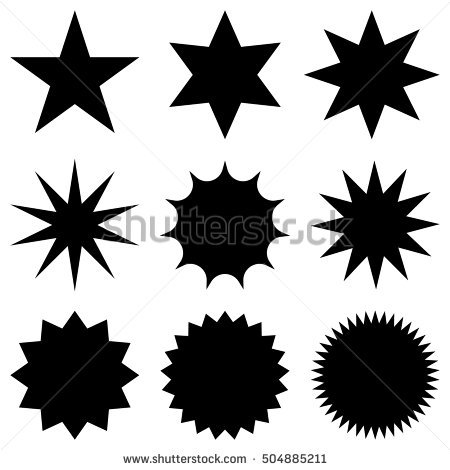 Collection of trendy retro stars shapes.Sunburst design elements set. Bursting rays clip art