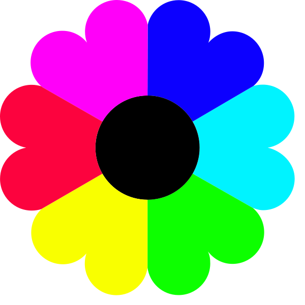 Color Clipart Flower 7 Colors - Color Clipart