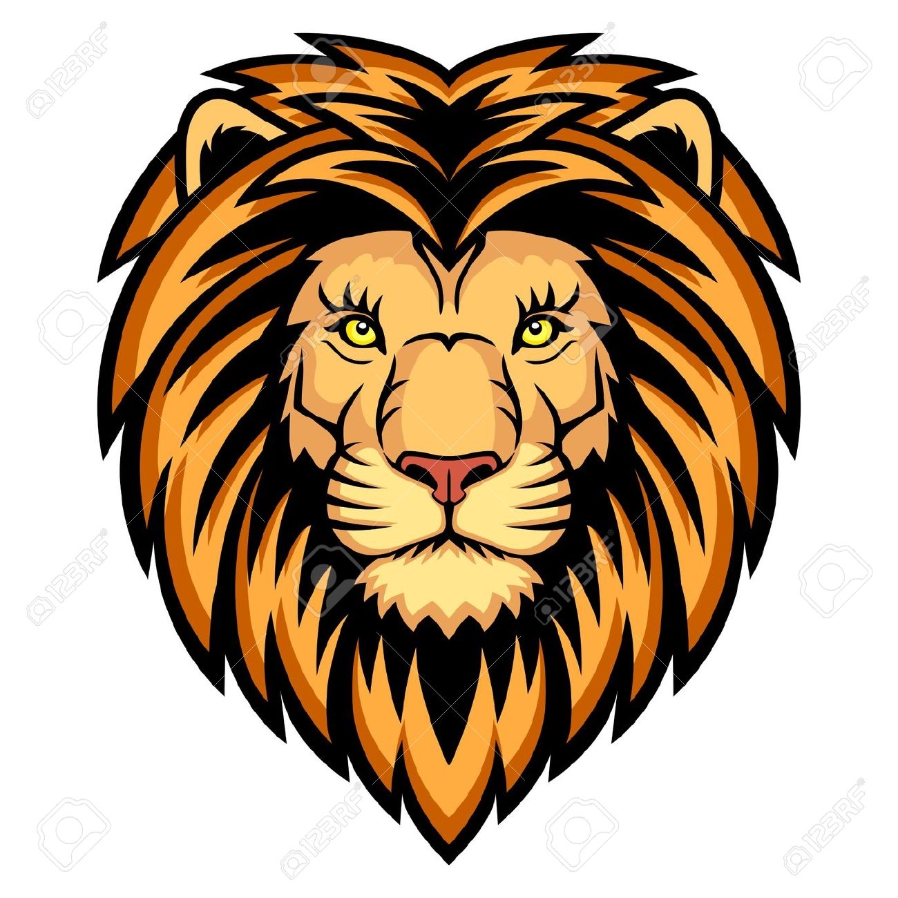 Lion face clipart black and w
