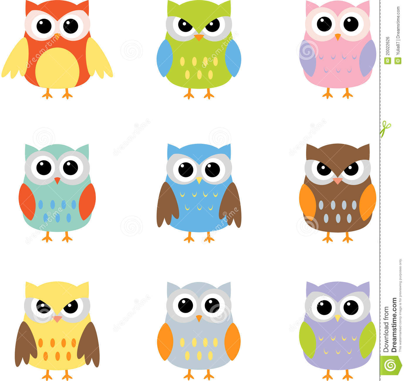 Color owls clip art .