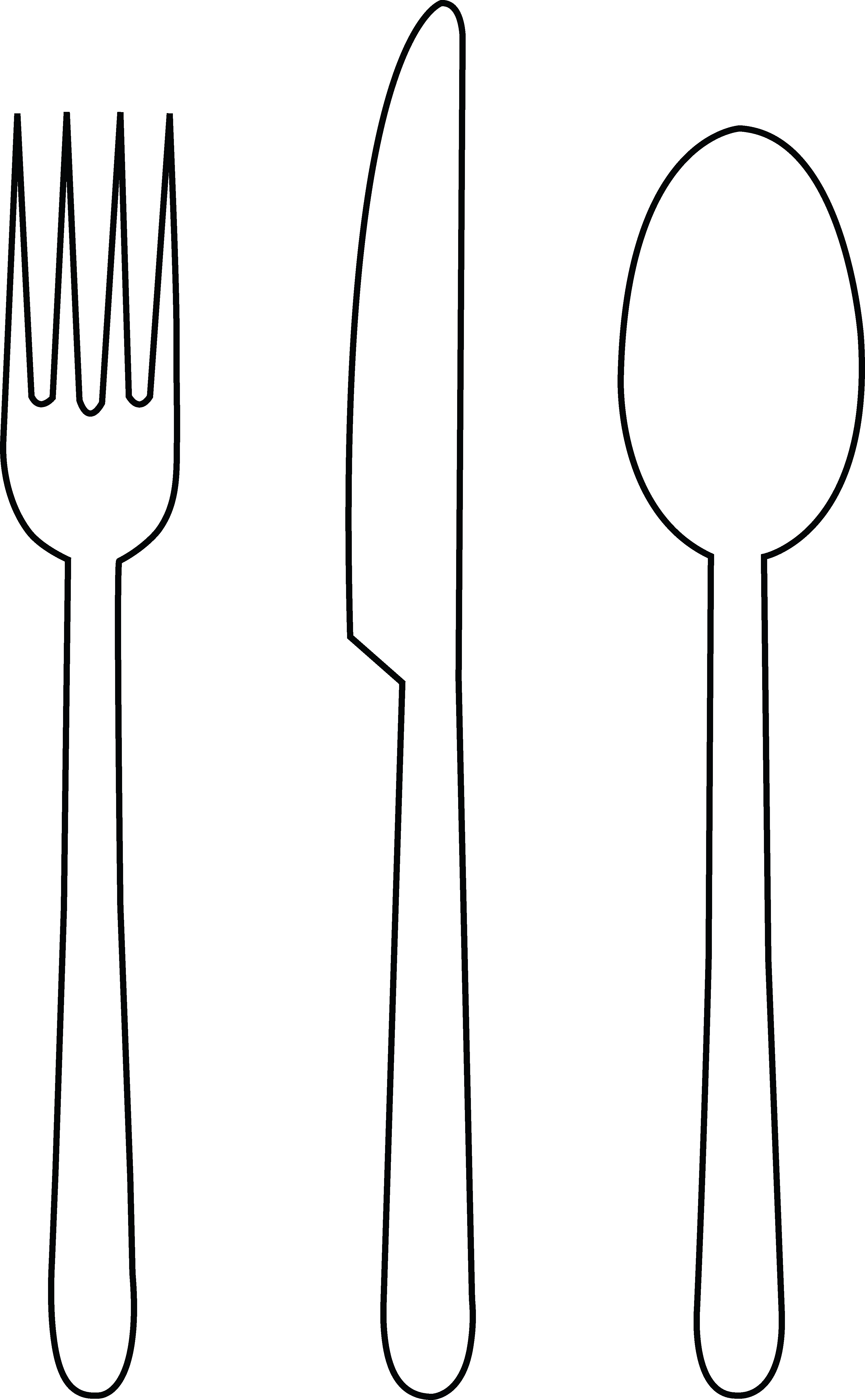 Colorable Tableware - Free Cl - Knife And Fork Clipart