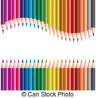 ... colored pencils in rows - vector sets of colored pencils in... ...