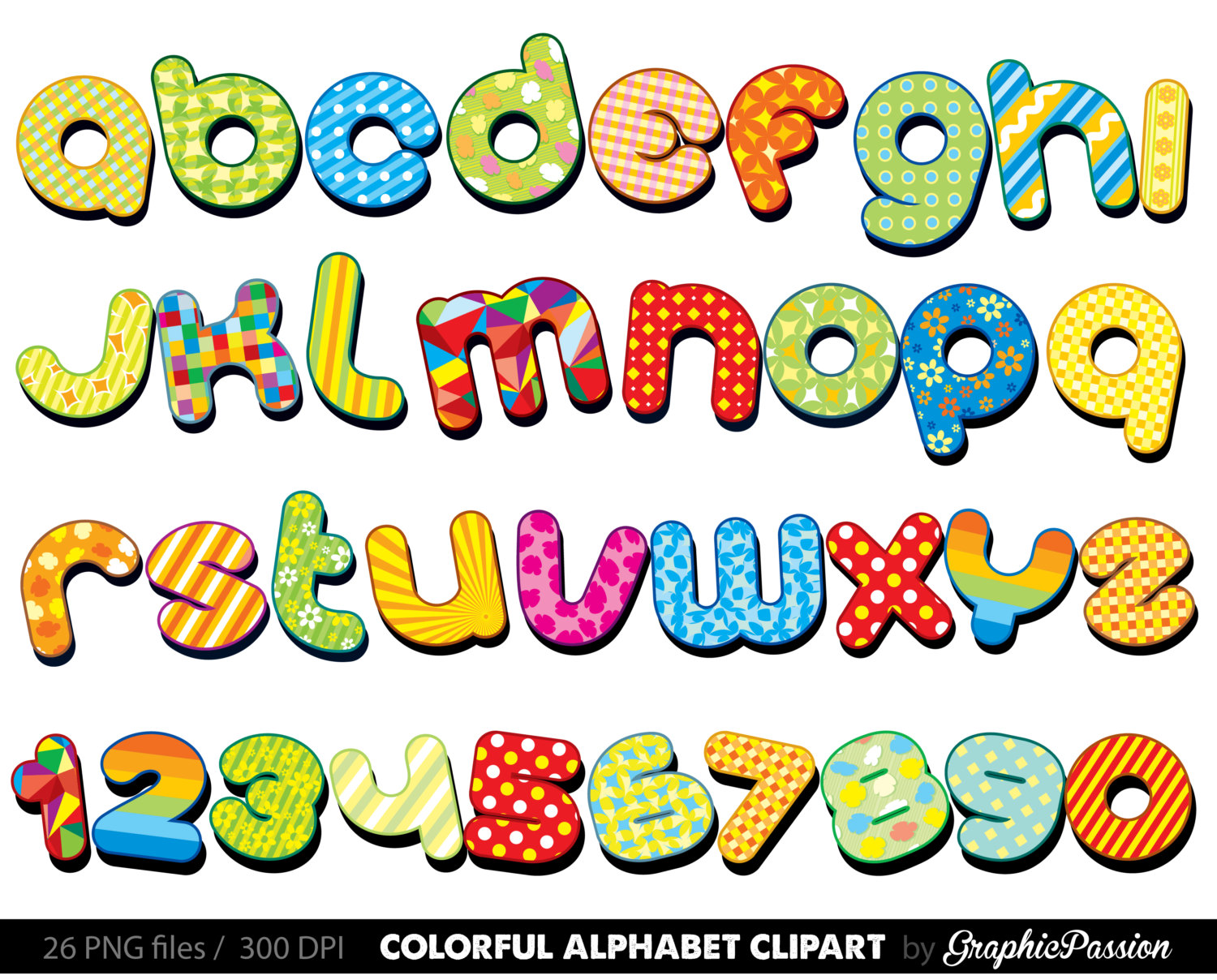 Colorful Alphabet clipart .