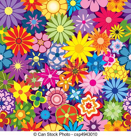 ... Colorful Flower Background - Colorful Seamless Repeating.