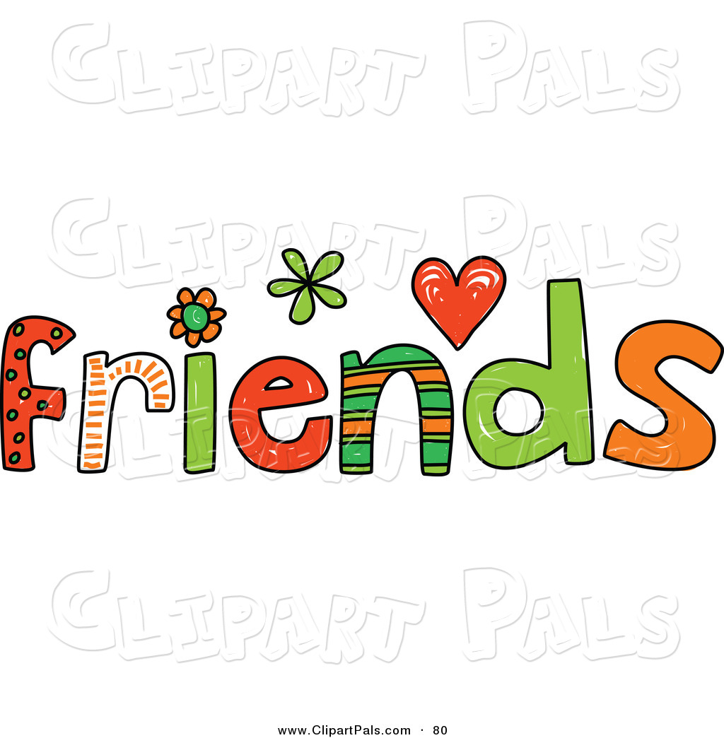 Colorful Friends Word On Whit - Word Clip Art Free