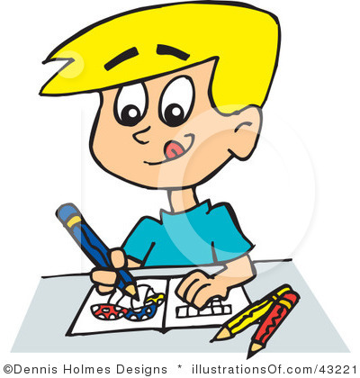 Boy with Coloring Picture Cli