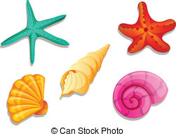 ... Colourful seashells - Illustration of the colourful.