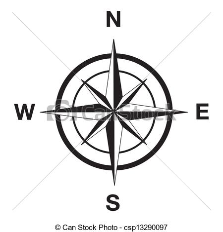 ... Compass silhouette in black - Compass clipart silhouette in.