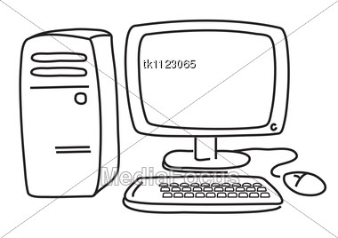 computer clipart black and wh
