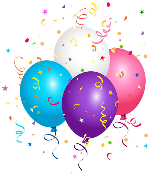 Balloons and Confetti PNG Clipart Image