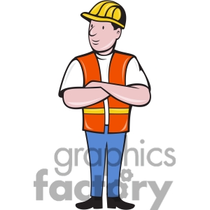 construction worker clipart black and white