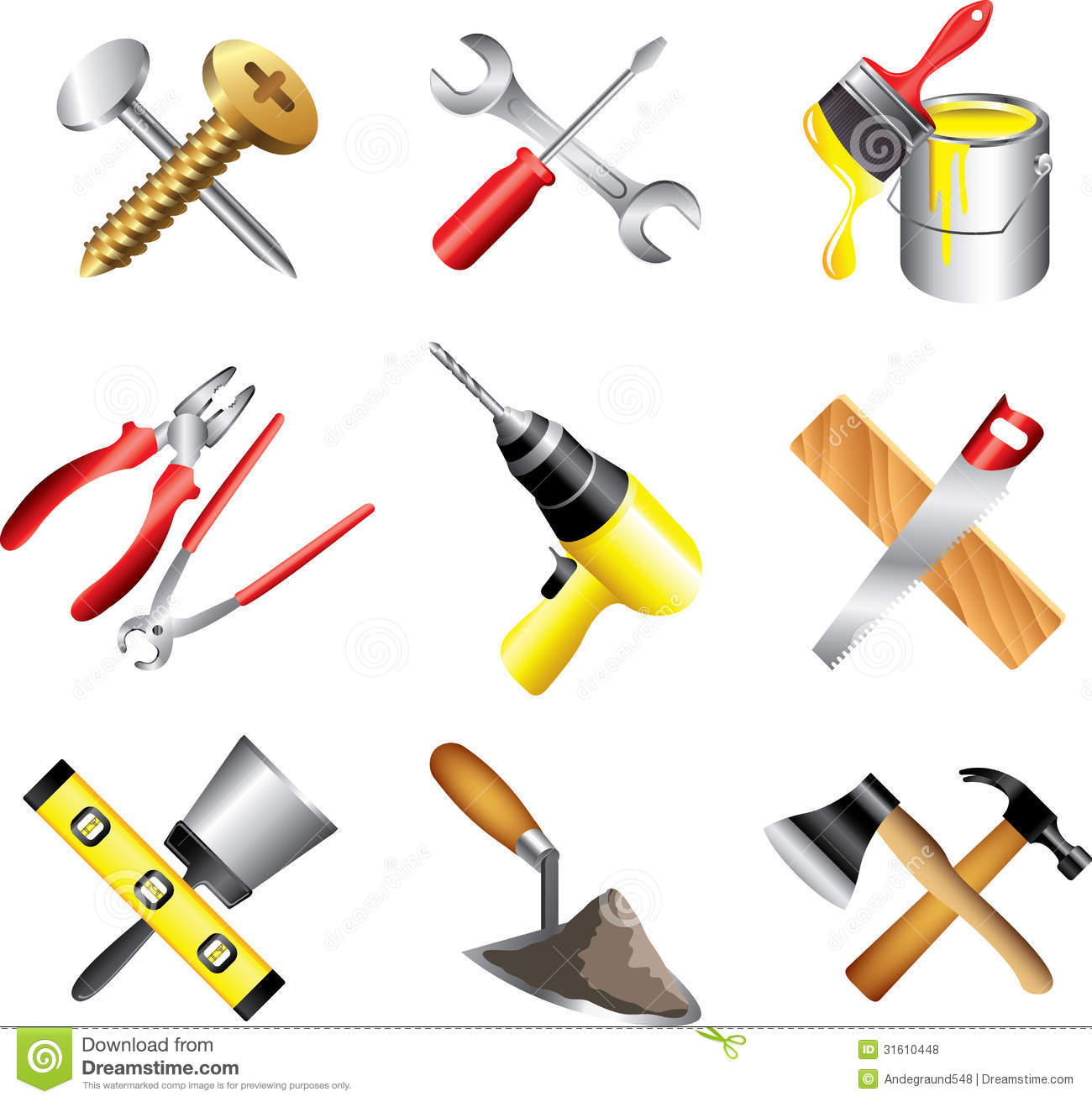 Construction Tools Vector Construction Tools Icons Detailed Set
