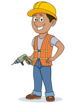 Construction Worker Holding E - Clipart Construction
