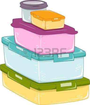 Illustration Featuring a Stack of Food Containers