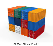 . ClipartLook.com Stacked Shipping Container isolated on white background. 3D.