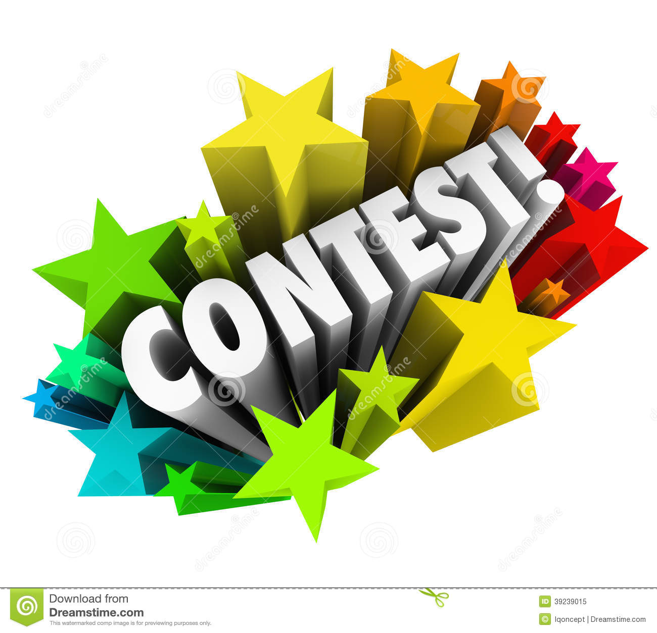 Contest Word Stars Fireworks Exciting Raffle Drawing News Royalty Free Stock Photo