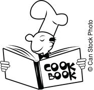 ... cook book - chef looking at his cook book with huge smile