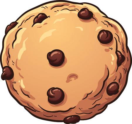 Chocolate chip cookie. Vector clip art illustration with simple gradients.  All in a single