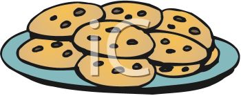 cookies on a blue plate in . - Plate Of Cookies Clipart