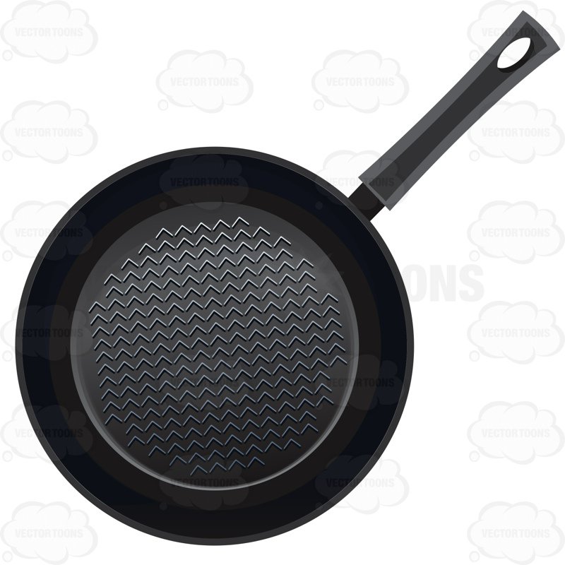 Black Cooking Pan With Non Stick Lines Inside