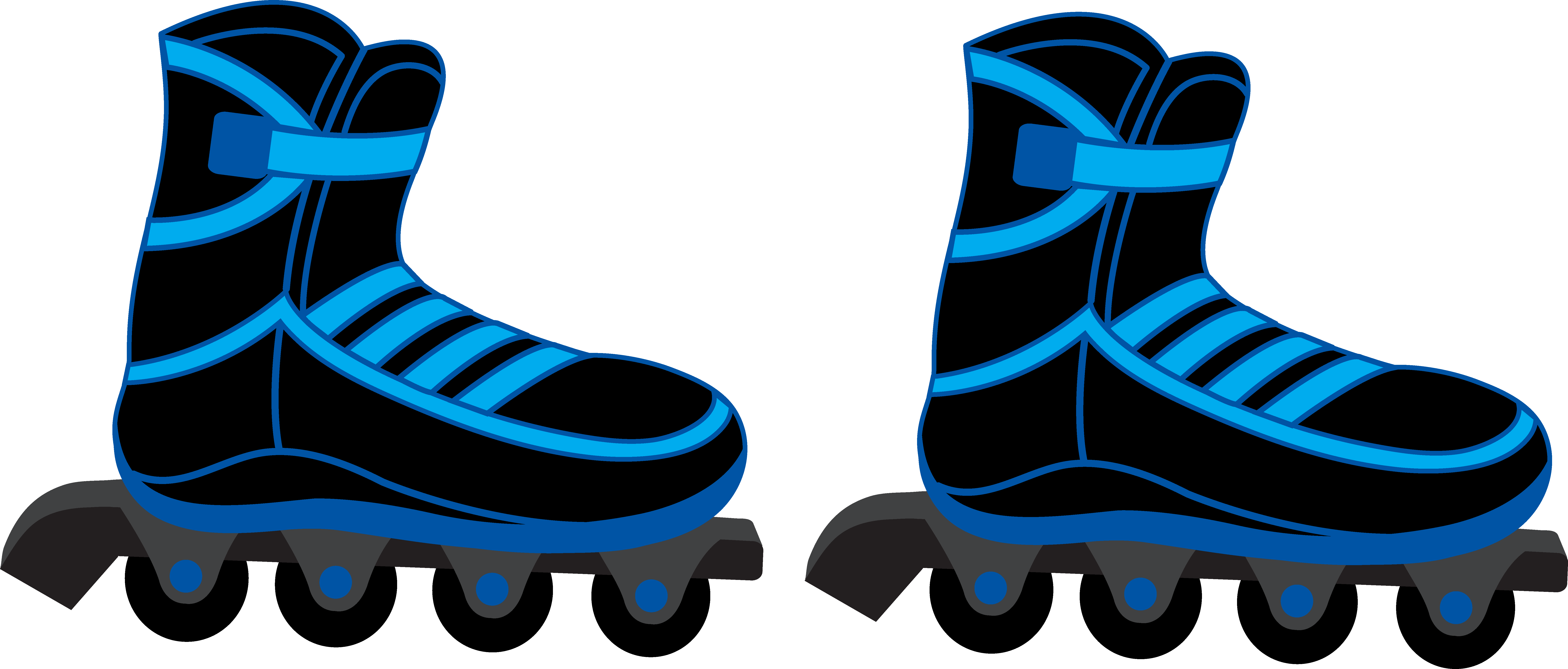 Cool Blue and Black Rollerblades - Free Clip Art
