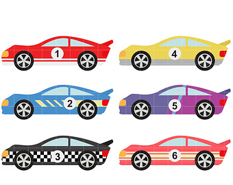 Cool Race Cars Digital Clip Art for Scrapbooking Card Making Cupcake Toppers Paper Crafts