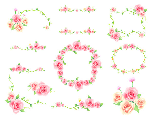 elements of floral borders ve