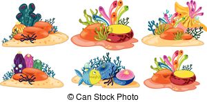 ... Coral reef - Six differen - Coral Reef Clipart